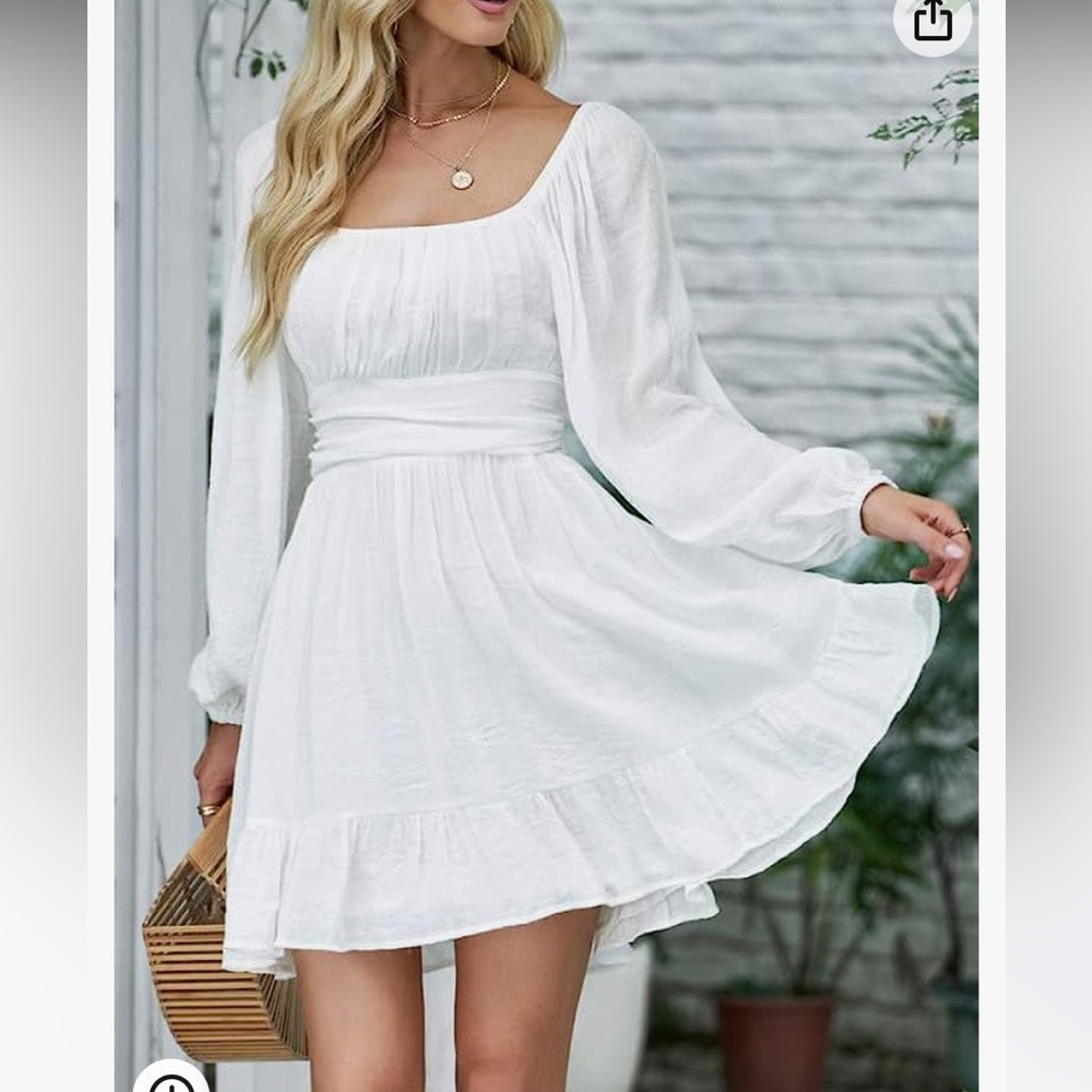 NWOT Woman’s Lantern Sleeve Square Neck A-Line Mini Dress